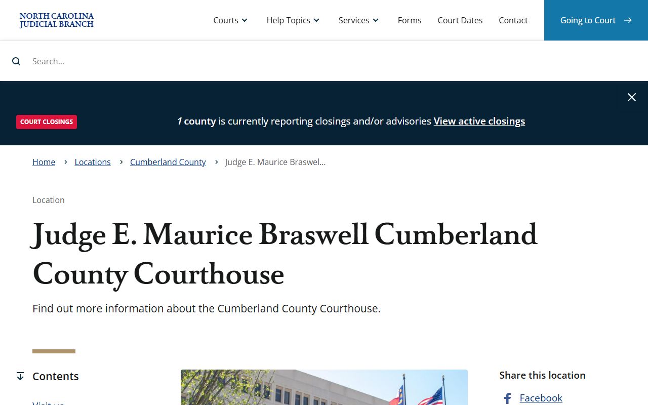 Cumberland County court records Judge E. Maurice Braswell Courthouse page