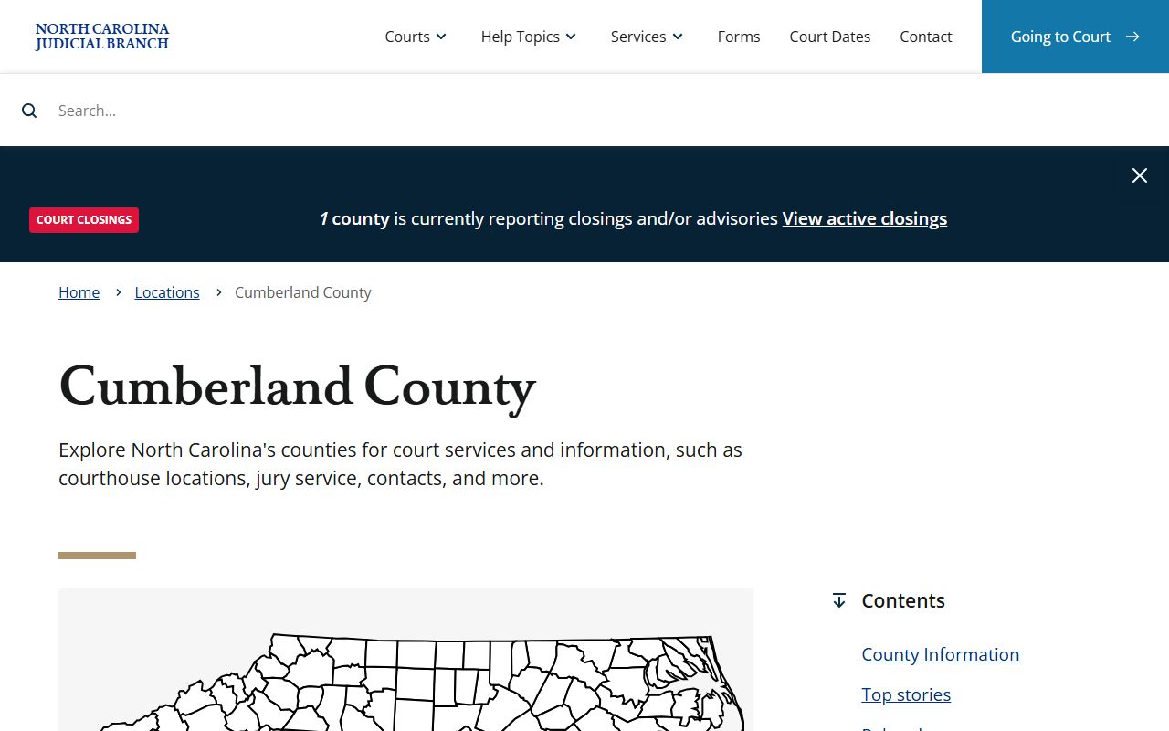 Cumberland County court records landing page on the NC Judicial Branch site
