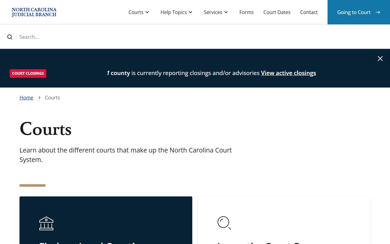 Cumberland County court records NC courts overview page