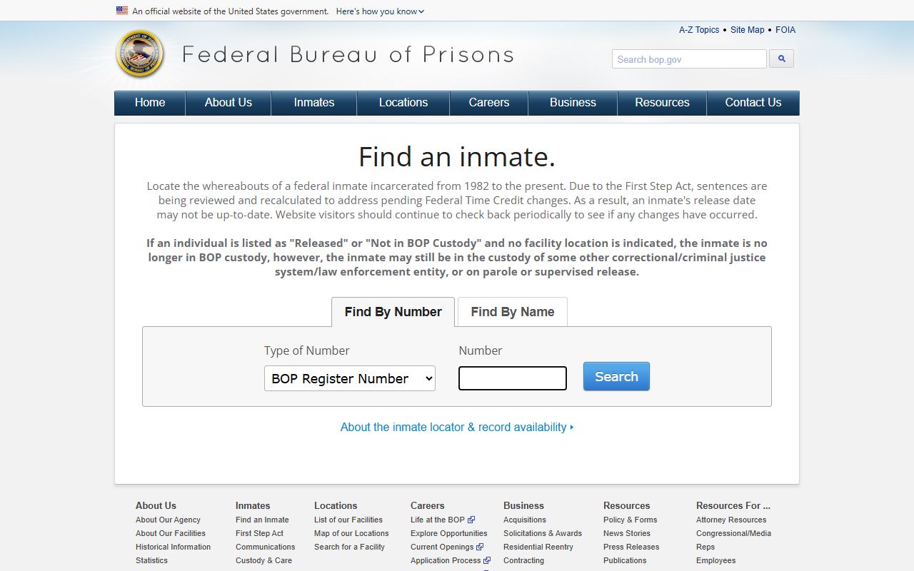 BOP Inmate Locator used to find Cumberland County residents in federal custody