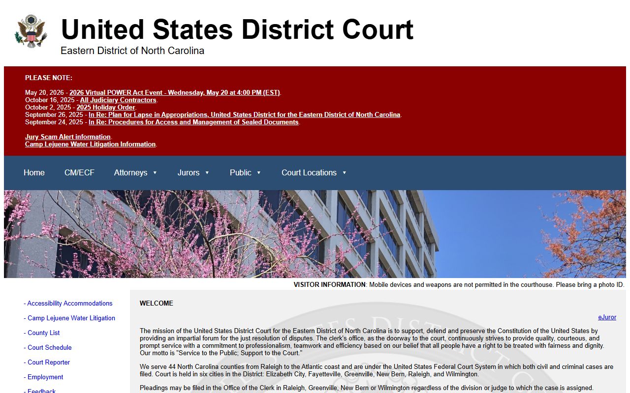 Cumberland County court records US District Court Eastern District of North Carolina page