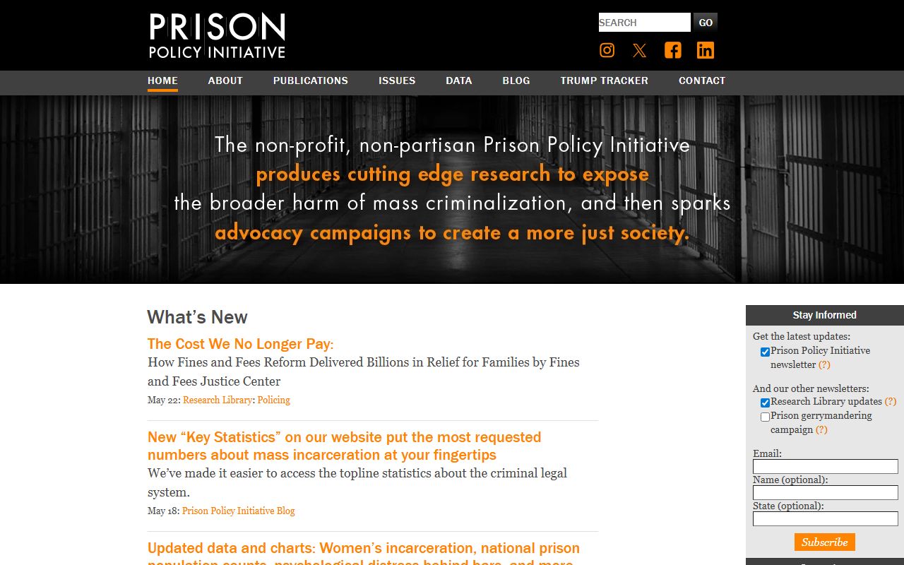 Cumberland County jail population trends context from the Prison Policy Initiative